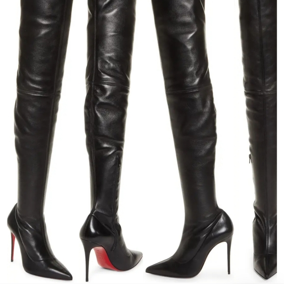 Christian Louboutin Kate Botta 100 Stretch Over the Knee Boot Size 37.5 - Picture 2 of 11